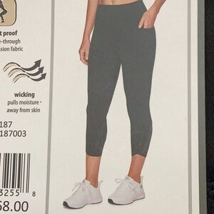 RBX Squat Proof Capri Legging w/ Floating Pockets, Tulip Hem w/ Mesh Details